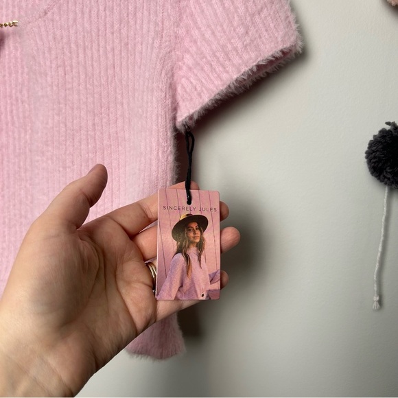 Sincerely Jules Fluffy Baby Pink Short Sleeve Cardigan - Picture 3 of 9